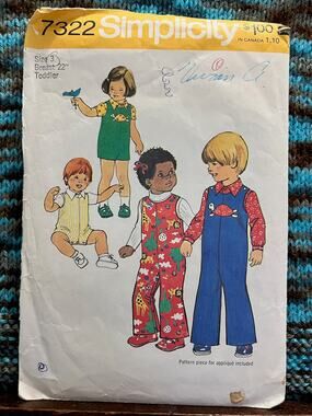 Simplicity sewing pattern 7322 kids romper jumper overall